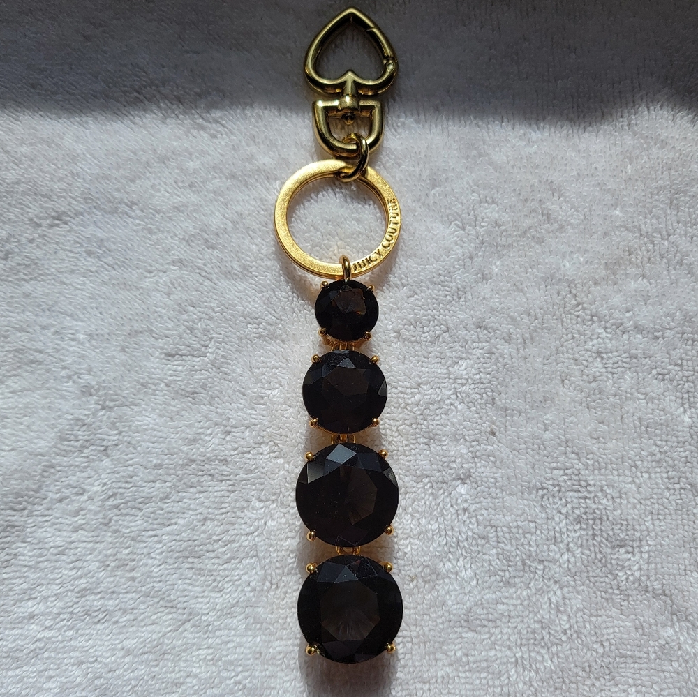 Y2K Juicy Couture 4 Black Gem Stone Key Fob Charm